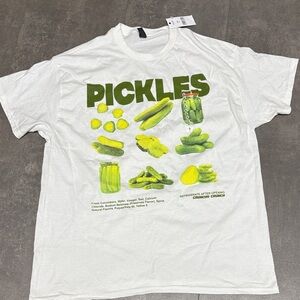 Gildan White Tee with Green Pickle Print